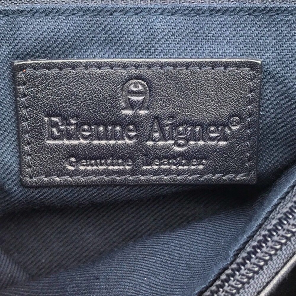 Vintage Etienne Aigner Leather Navy Blue Shoulder Bag with Gold Accents - Picture 9 of 16
